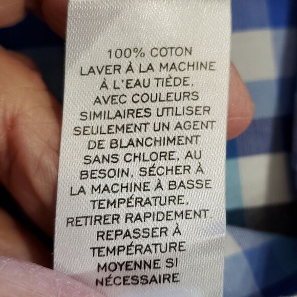 NORSTROM mens dress‎ shirt blue plaid. Trim fit size 15. Great condition. - Picture 9 of 9